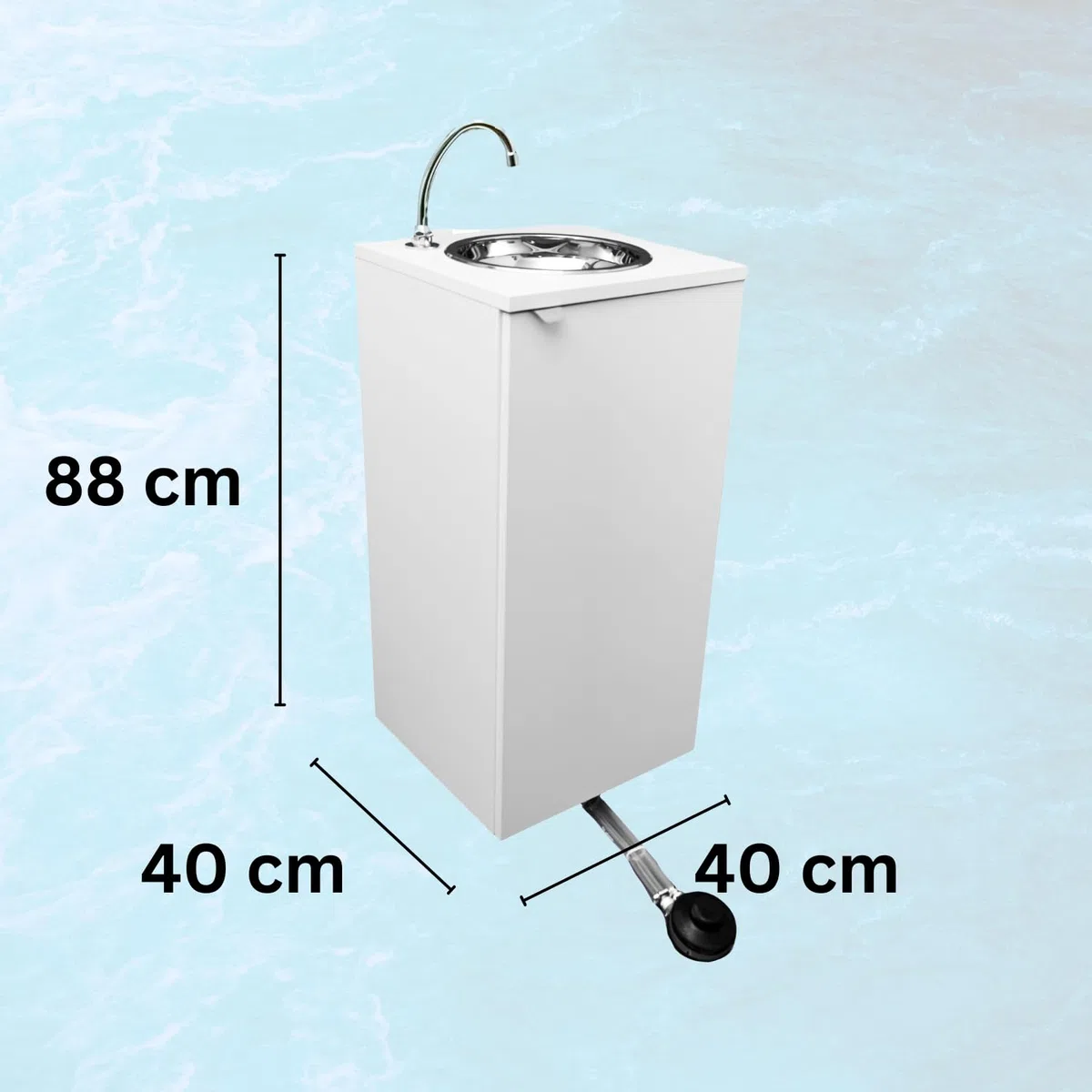 Express Water Basic Blanco Fregadero Lavabo Portátil Acero Inoxidable Mando Pedal