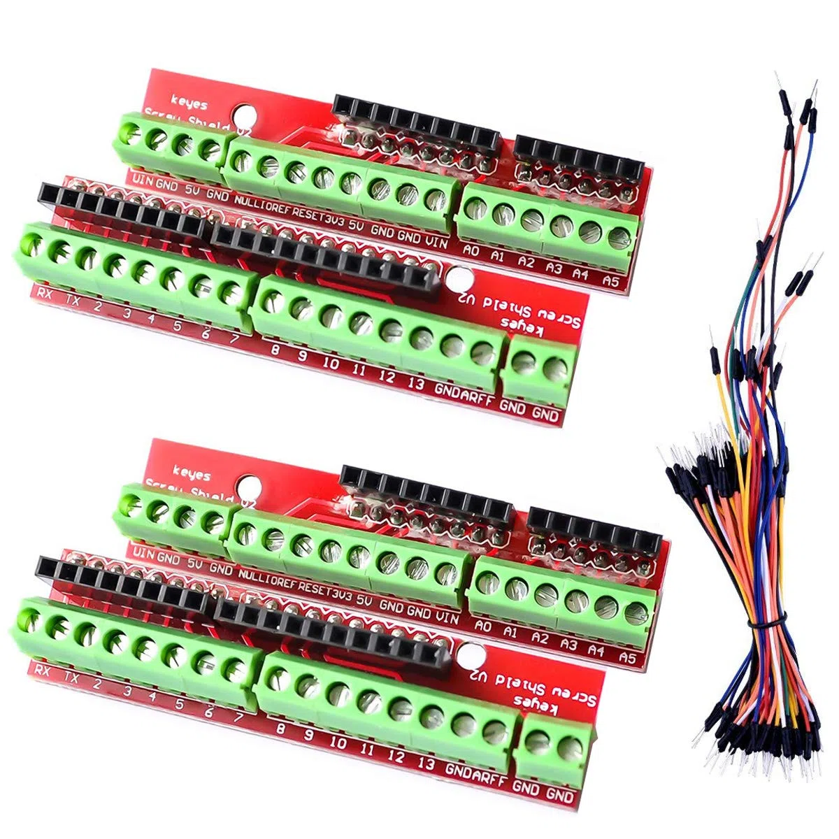 2PACK Screw Shield V2 Terminal de Placa de expansión Compatible con para Arduino UNO R3 con Cable Dupont Hembra a Macho