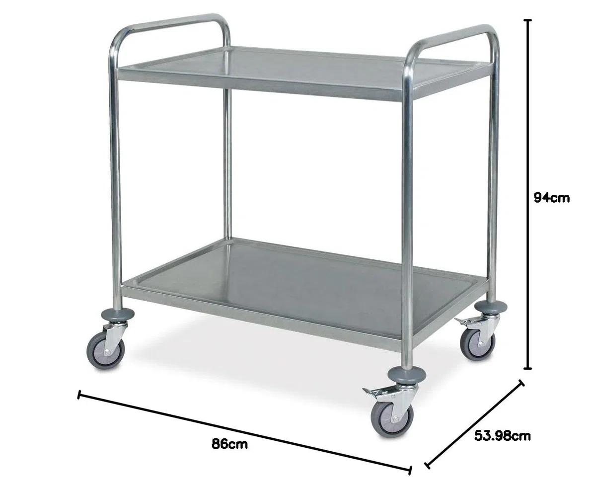 Camarera de acero inoxidable, 2 pisos, 860 x 540 x 940 mm