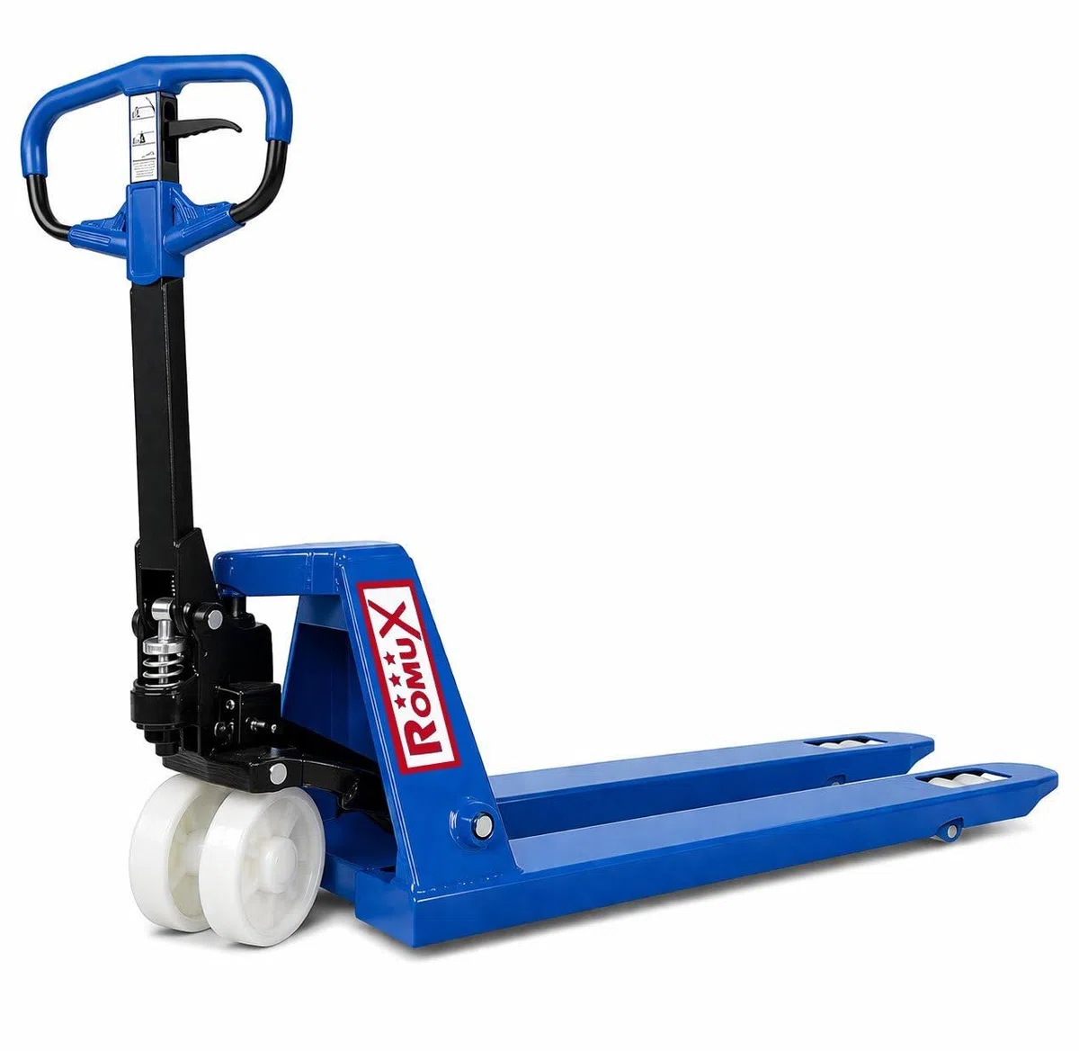 Transpaleta Manual Industrial Azul 2500 Kg con Ruedas de Nylon