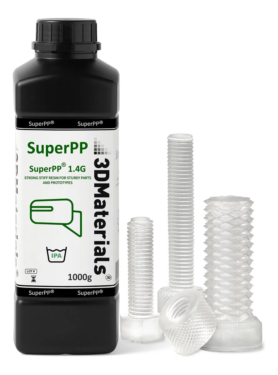 SuperPP es la Resina Transparente más rápida y Resistente, 1.3 Segundos (Mono 50um) Fabricada en Corea por 3DMaterials (1000g)