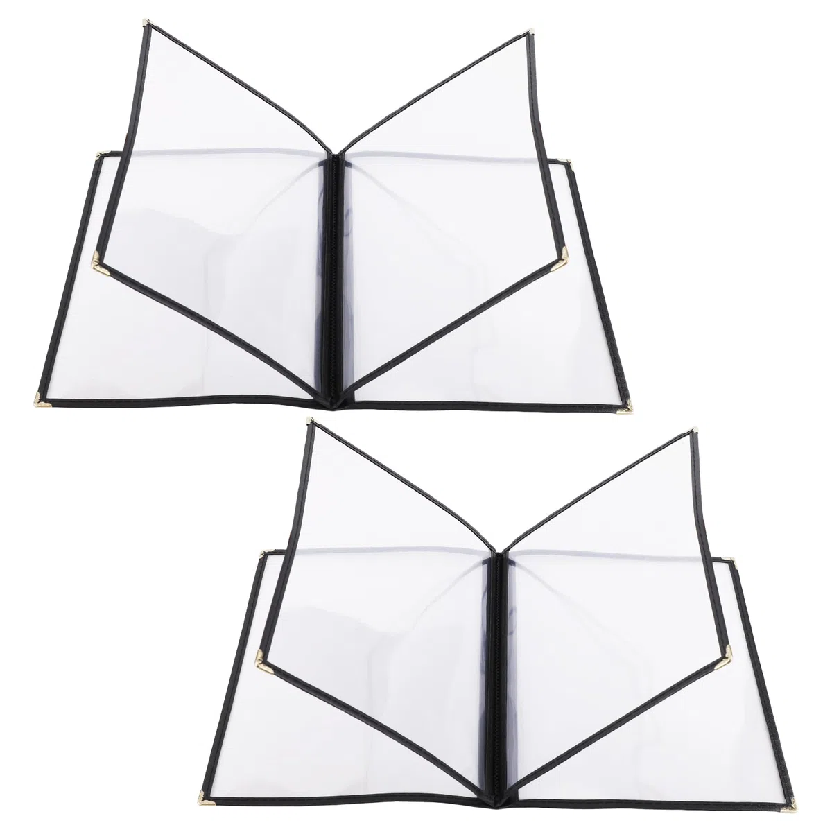 2 Piezas Fundas para Menú, 30x21cm Fundas para Menú de Restaurante Vista de 4 Páginas y 8 Vistas Fundas para Menú Transparentes Se Adapta a Papel Tamaño A4 para Restaurante Hogar (Negro)