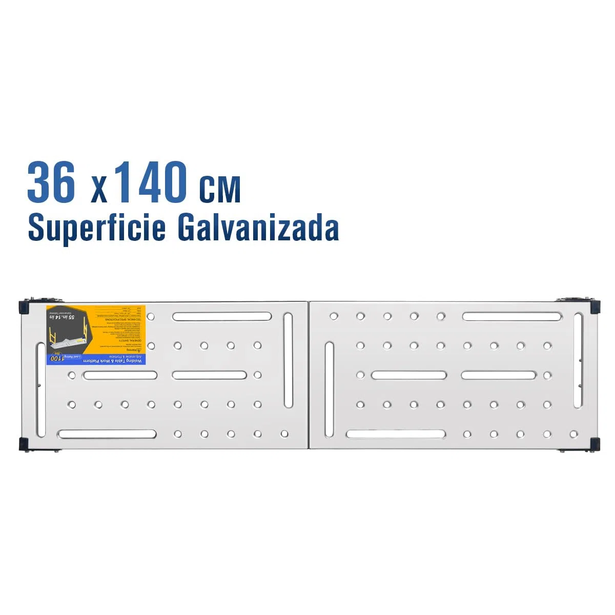 Plataforma de Trabajo Portátil Multifuncional de Aluminio con Capacidad de Carga de 500KG, Mesa de Soldadura Ajustable con Tablero Galvanizado de 36x140cm