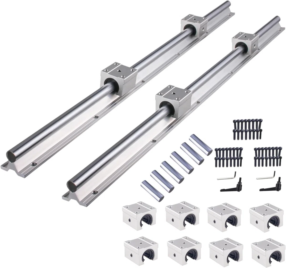 SBR20 kit de guía lineal de 4500 mm con espigas trenzadas incluye 6 piezas de guía lineal de deslizamiento de 1500 mm con 12 piezas de bloques de rodamiento SBR20UU 4 piezas de espárragos para