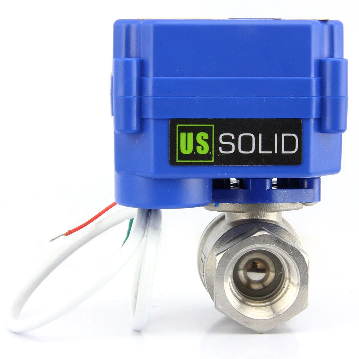 U.S. Solid Válvula de bola motorizada 3/4", acero inoxidable, válvula de bola eléctrica, abierta sin corriente, DN20, 220 V AC (85V-265V AC), 2 cables, dispositivo de retorno