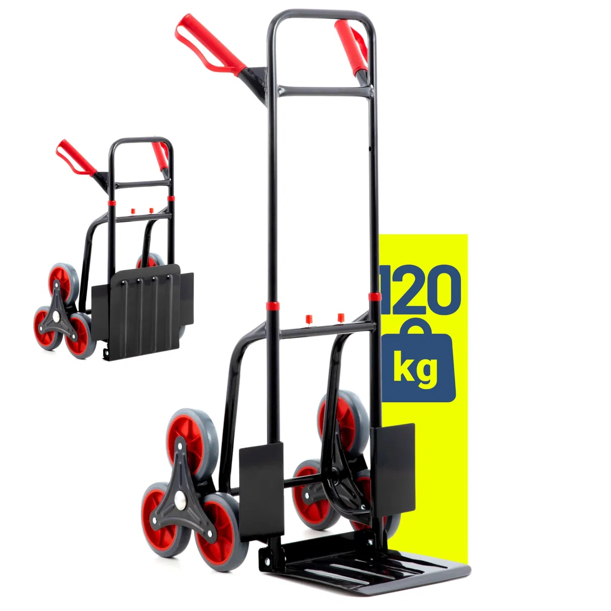 Carretilla Plegable para escaleras | 120 kg de Capacidad de Carga | con Marco de Acero | Carretilla con Asas de Seguridad