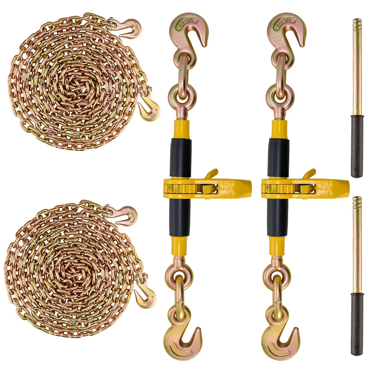 VEVOR Tensor de Cadena de Amarre Trinquete de Cadena 0,9-1,27 cm 2 Piezas Carga de 5443 kg Carpeta de Carga con Trinquete Mango Antideslizante para Asegurar Cargas, Transporte, Remolques de Camión