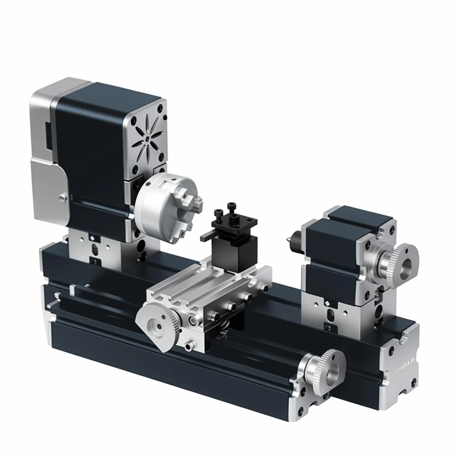 ZHRUI - Torno de metal didáctico en miniatura galvanizado, 50 mm, centro de 36 W, 20000 rpm para procesamiento de aluminio, madera, materiales plásticos (aumento del estilo)