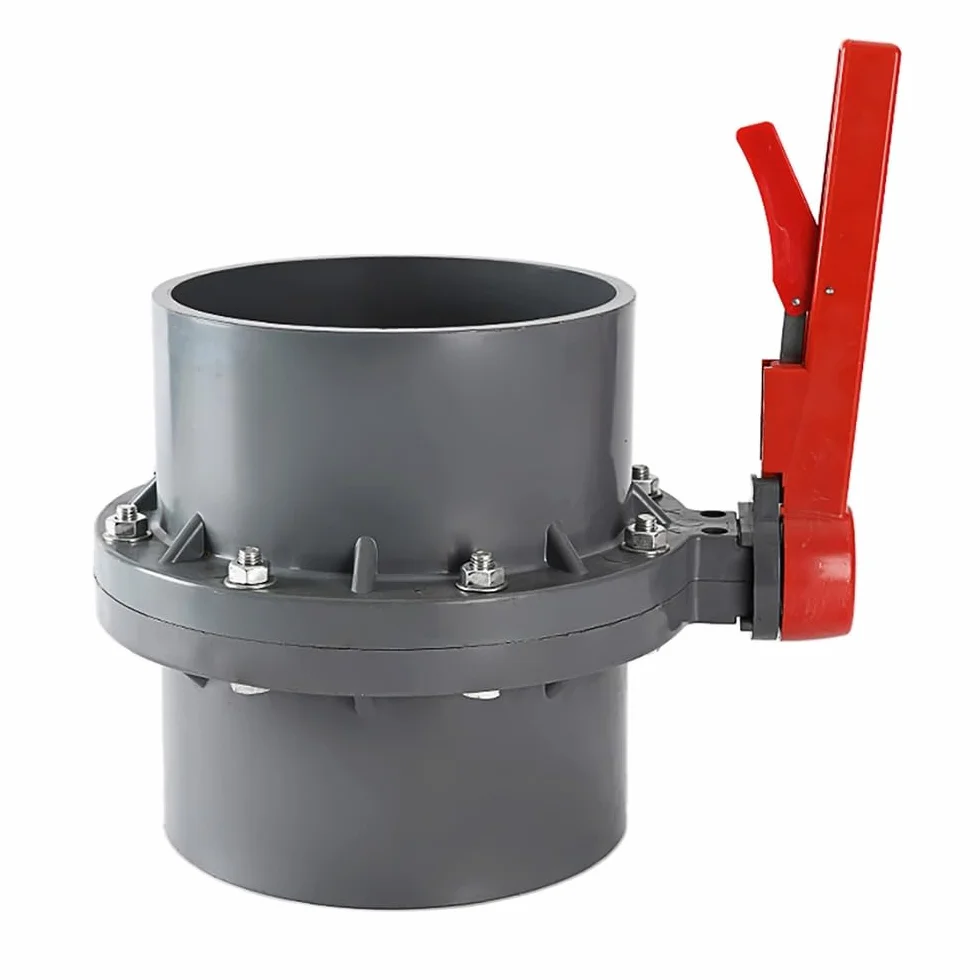 Válvula De Mariposa De PVC, Tipo Soldadura Por Encastre, 90mm, 110mm, 125mm, 160mm Y 200mm, Con Palanca Manual Y Diseño Monobloque For Sistemas De Riego.(Plastic handle,90mm)