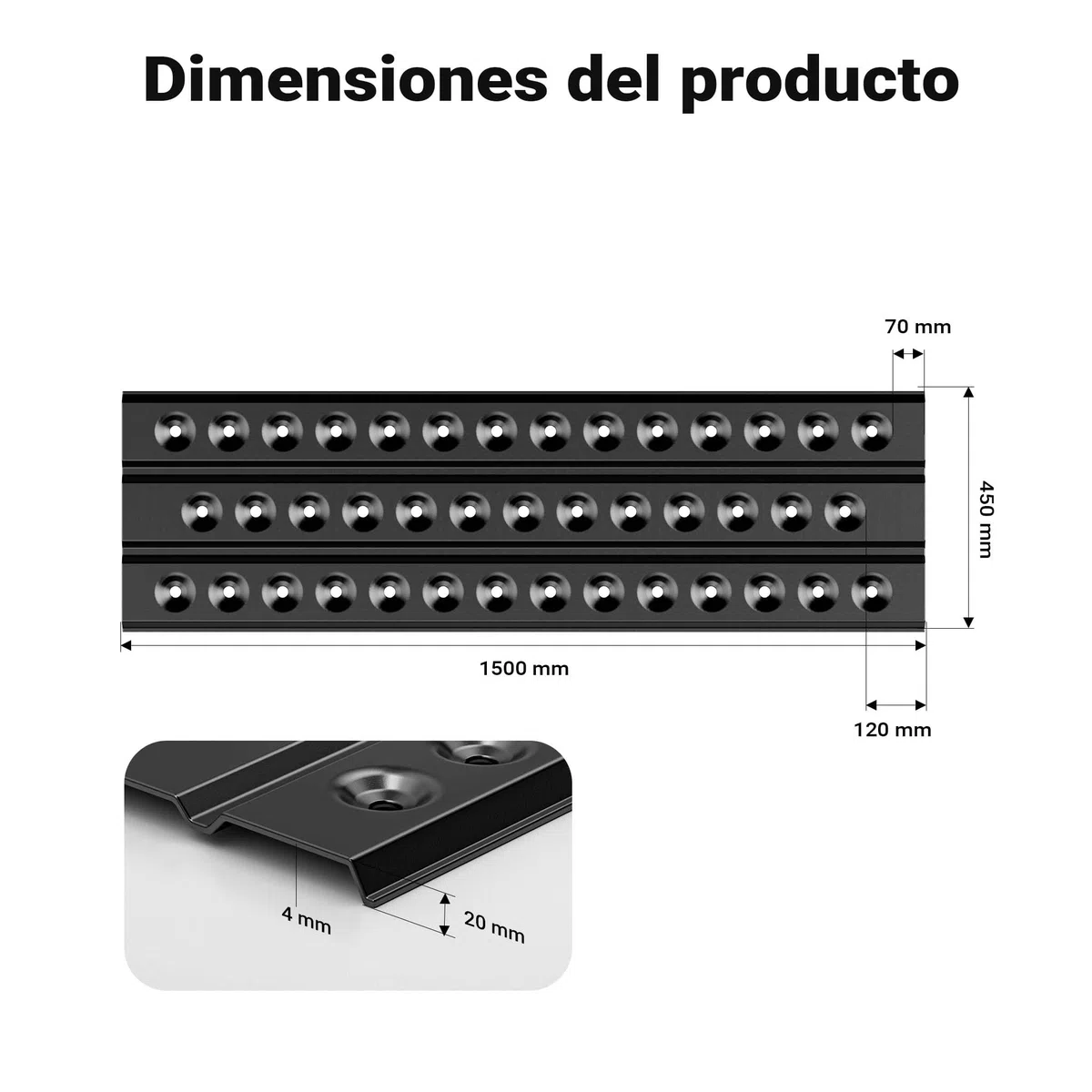 Planchas de Arena 1Par 150x45cm Planchas desatasco Rampas Rescate Aluminio Accesorios vehículos 4x4