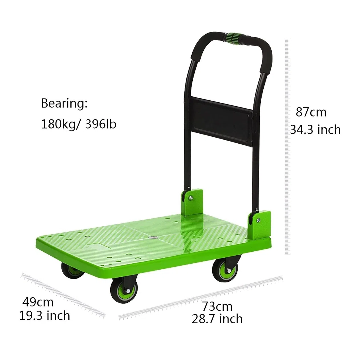Carretillas Plegables Plataforma Carretilla De Plataforma Manual, Carretilla De Plataforma Plana con Ruedas Y Asa De Metal, Carretilla De Empuje Rodante Carro Transporte(90 * 60)