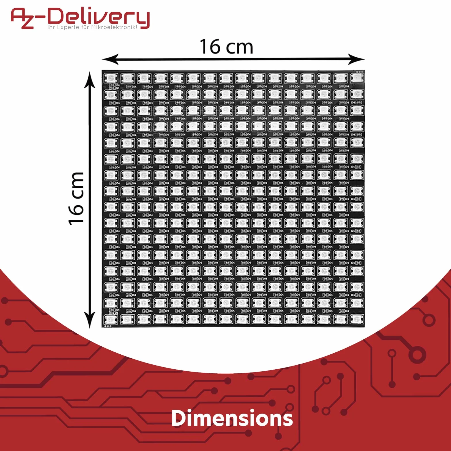 AZDelivery 3x RGB LED Panel WS2812B 16x16 256 LEDs pantalla led flexible Module 5050SMD IC Un solo direccionable funciones a todo color con DC5V Compatible con Raspberry Pi