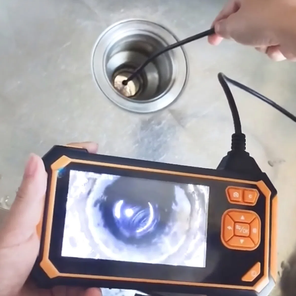 Retoo Endoscopio Cámara de Inspección Industrial Digital de alcantarilladoImpermeable IP67 4,3 Pulgadas Pantalla HD Cable De Serpiente Semirrígido De 3 M LED Sonda