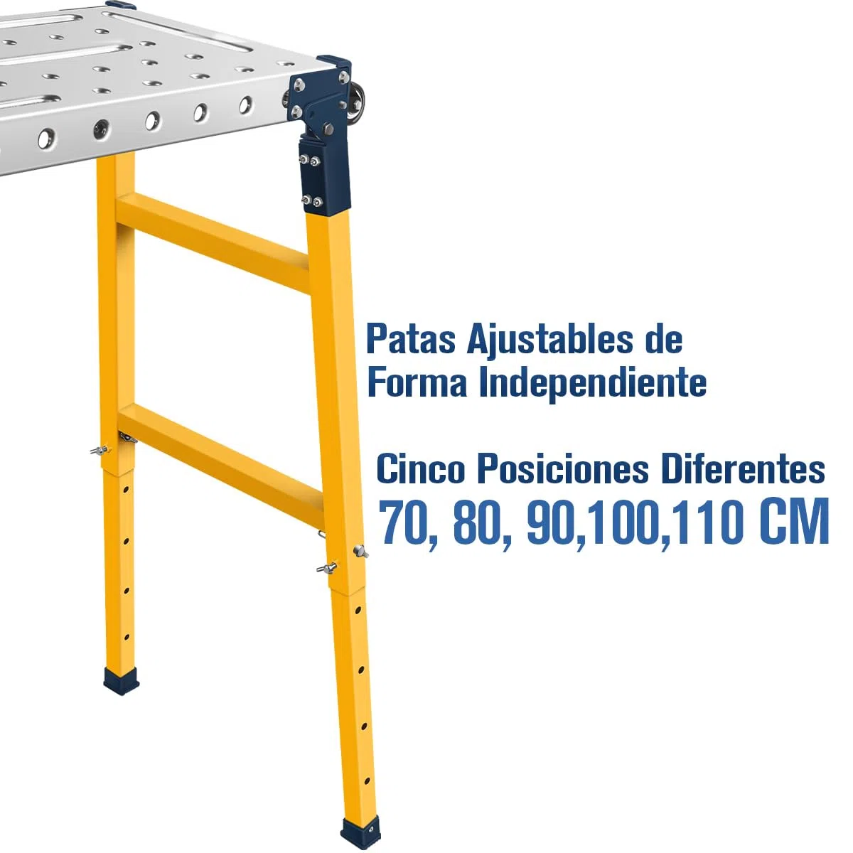 Plataforma de Trabajo Portátil Multifuncional de Aluminio con Capacidad de Carga de 500KG, Mesa de Soldadura Ajustable con Tablero Galvanizado de 36x140cm