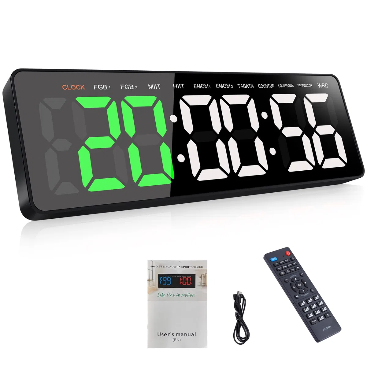 Temporizador de Gimnasio,Temporizador de Intervalo Fitnes LED, 16.5'' Grande Reloj de Pared Digital con Countdown/UP Cronómetro, Gym Timer de Intervalos con Control Remoto para Casa Garaje