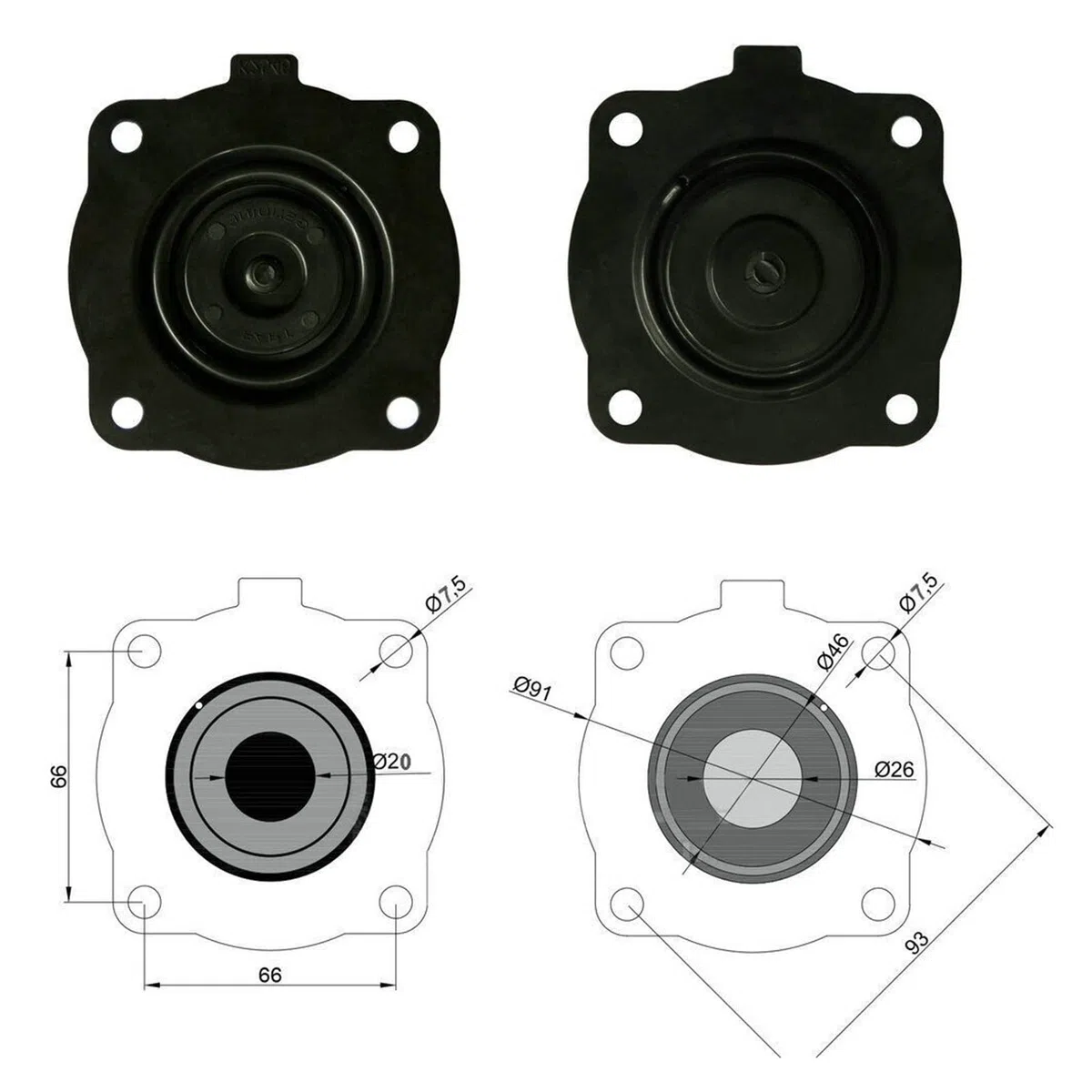 Kit de reparación diafragma K2546 for válvulas pulso Goyen CAC25T4/DD4 y RCAC25DD4/T4/FS4