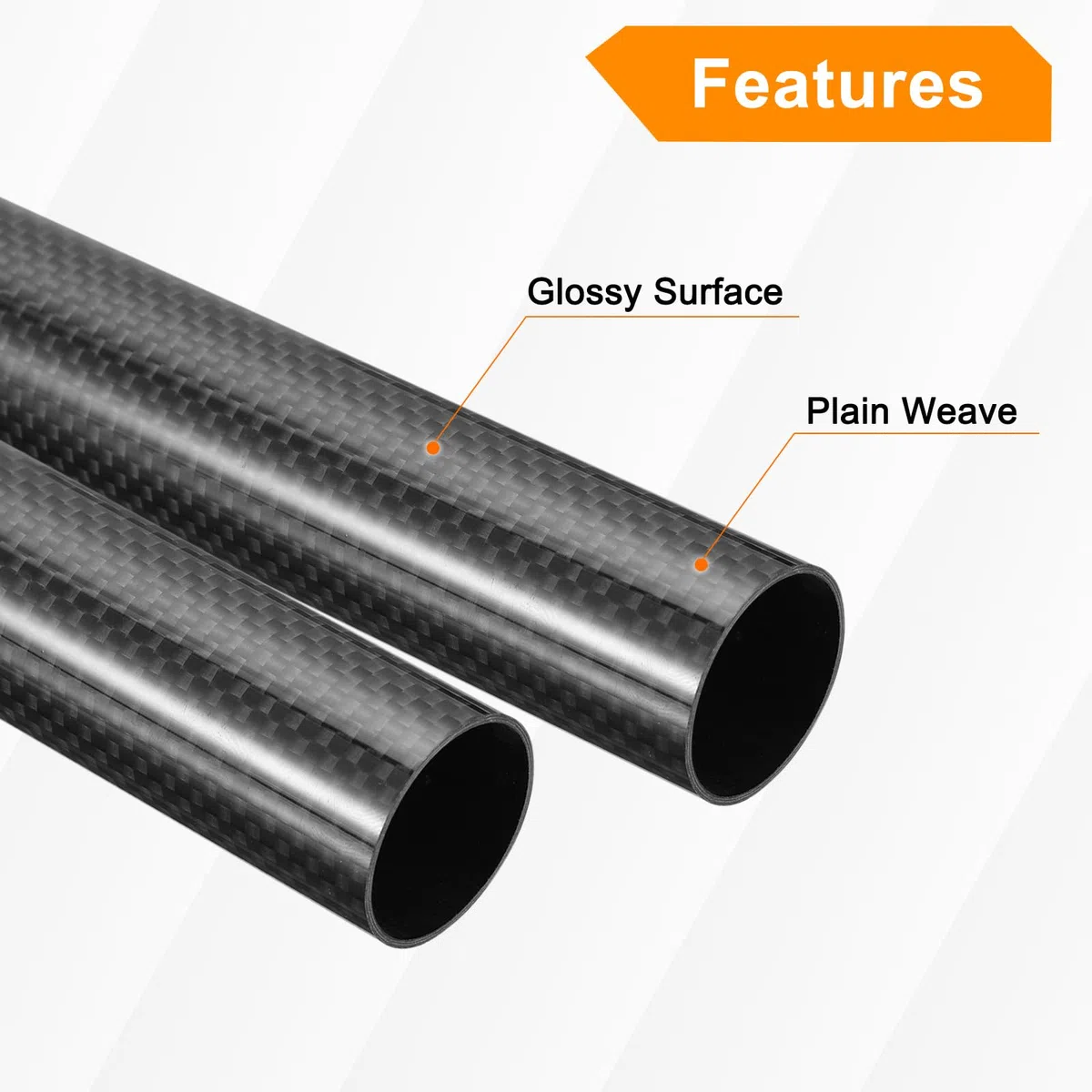 QUARKZMAN Carbono Fibra Tubos, 500mm x 30mm x 28mm 3K Huecos Carbono Envueltos Tubos Redondo Simple Tejido Brillante Superficie para Quadcopter Paquete de 4