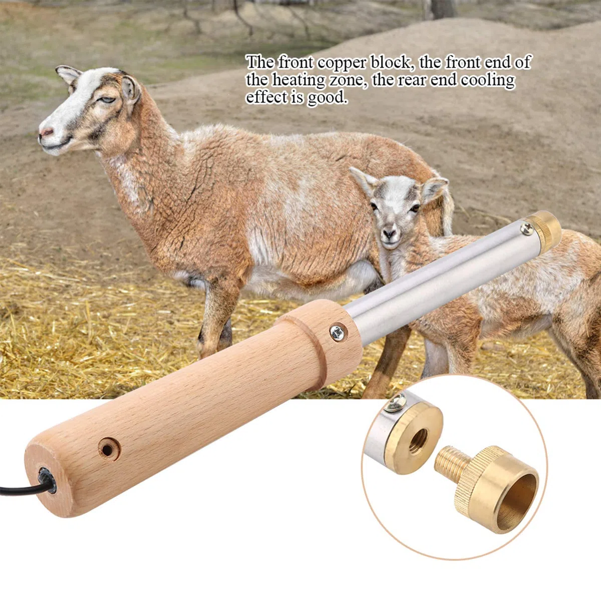 Descargador eléctrico de terneros de Cabra,Hierro sin Sangre, Calentamiento rápido, Cuerno de Ganado,Cordero,Herramienta de Granja, descascarador de ovejas para Ganado elé