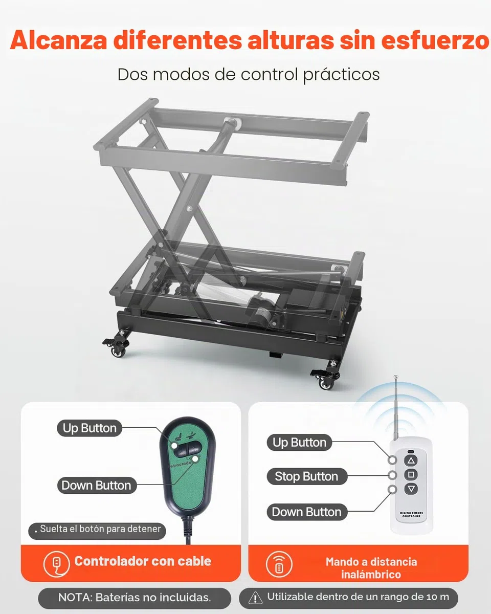 VEVOR Mesa Elevadora Eléctrica de Tijera Simple 150 kg 200-710 mm 4 ruedas Negro
