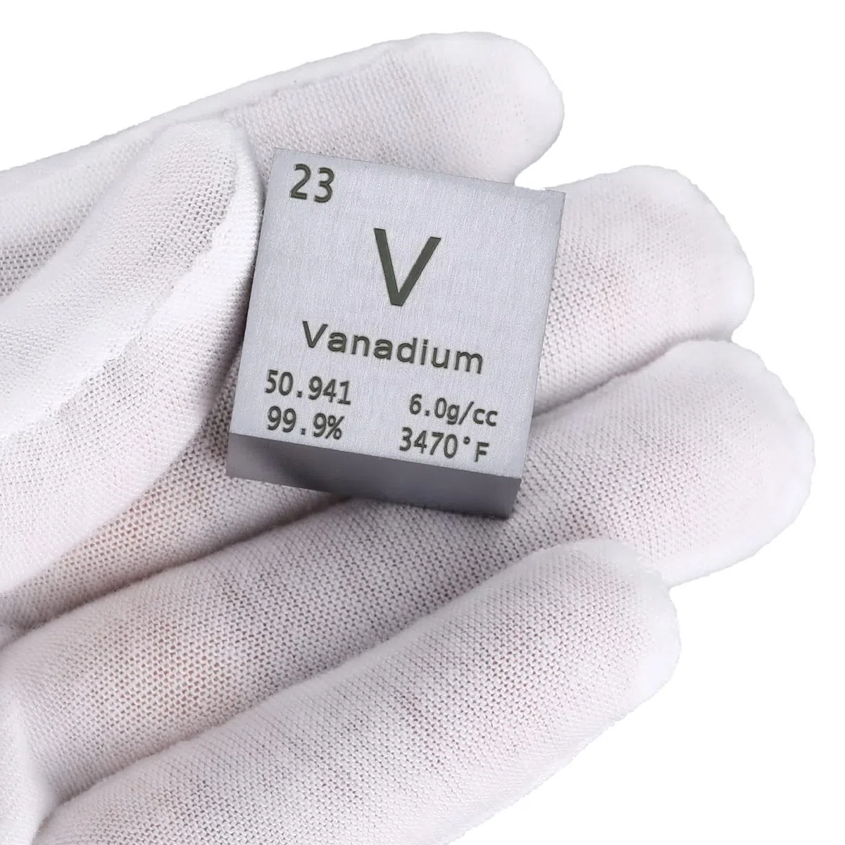 Cubo de vanadio de 1 pulgada de 25,4 mm de densidad de metal puro cubo de metal de alta densidad para colecciones de elementos, experimentos de laboratorio, material de experimentos