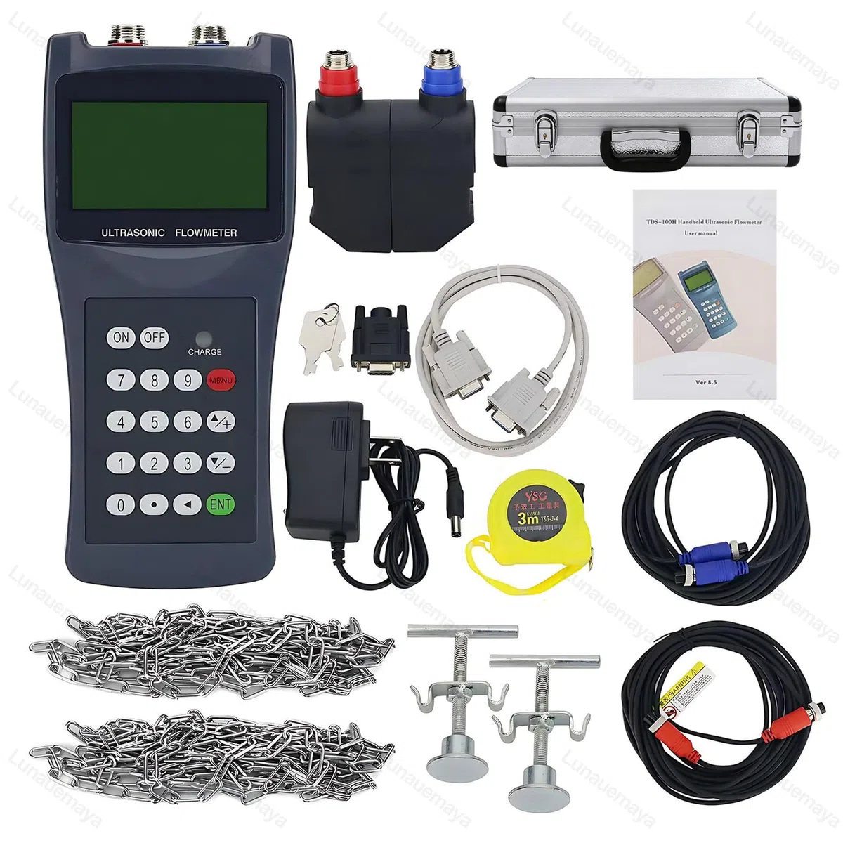 Caudalímetro Ultrasónico Portátil Multifuncional con Almacenamiento de Datos, Monitorización en Tiempo Real, Amplia Compatibilidad con Tuberías para Proyectos Industriales y Municipales S1/M2/TL1