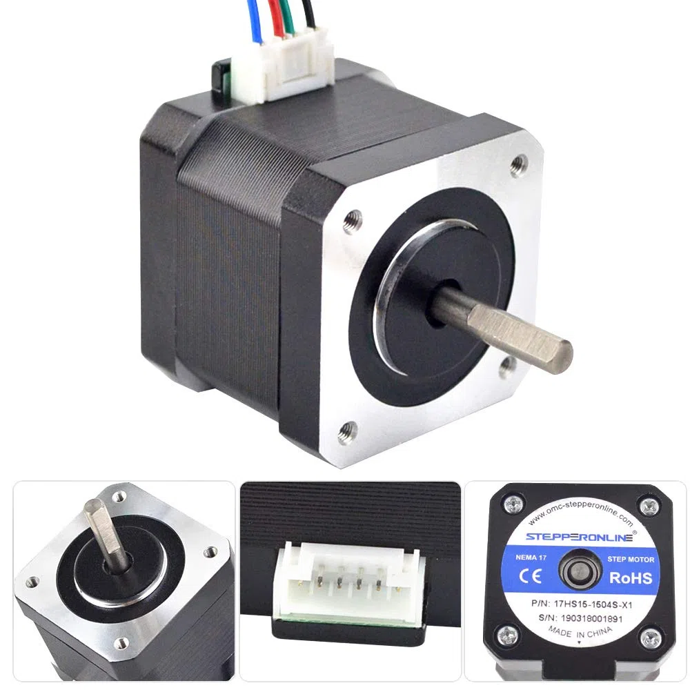 STEPPERONLINE NEMA 17 motor paso a paso bipolar 45Ncm 1.5A 12V 42x39mm 4 cables con conector de 1 metro PIN para impresora 3D, paquete de 5