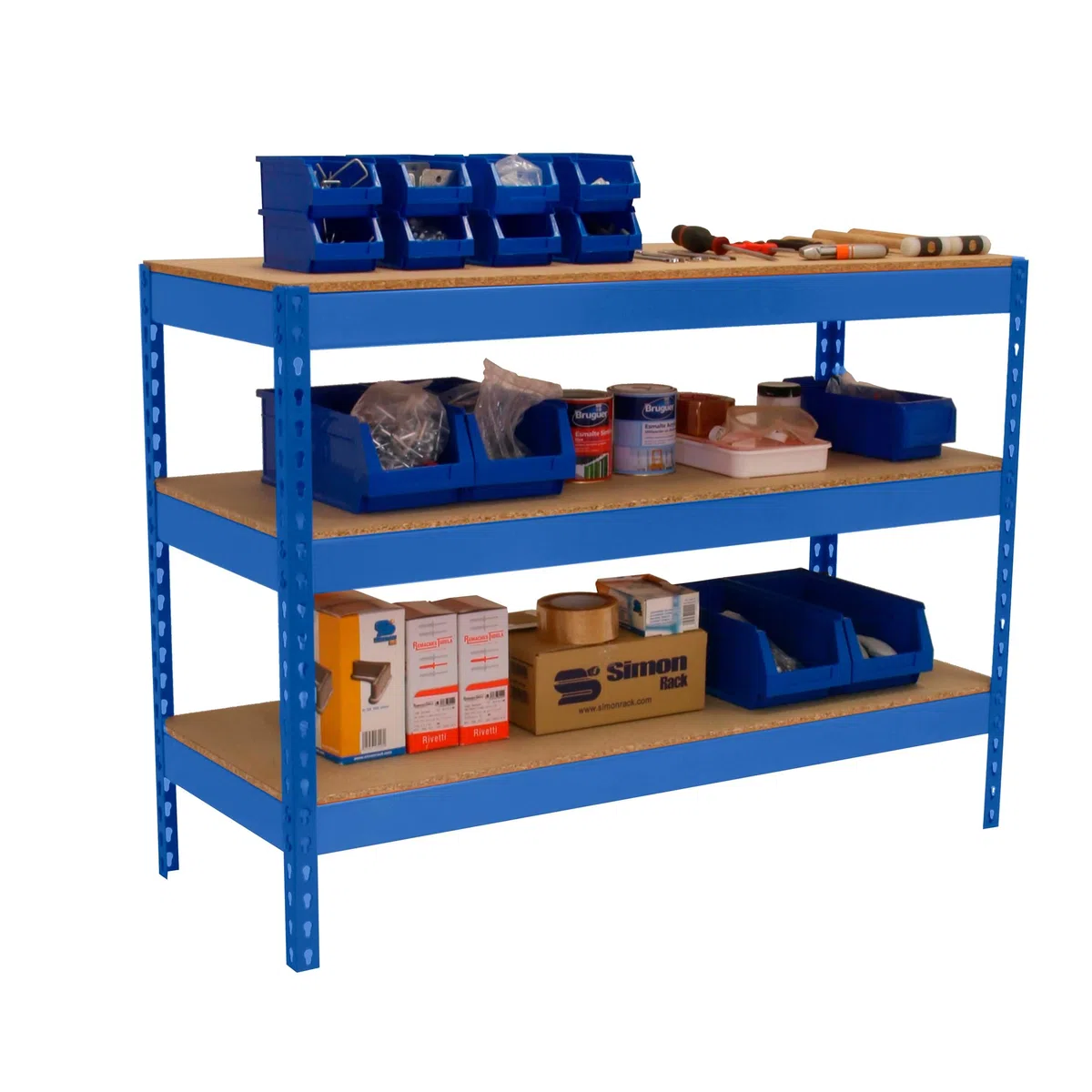 Simon Rack Banco de Trabajo Taller 1500x600 mm - BT Basic | Capacidad Carga 400 kg, Montaje sistema clic, Pintura anticorrosión, Azul