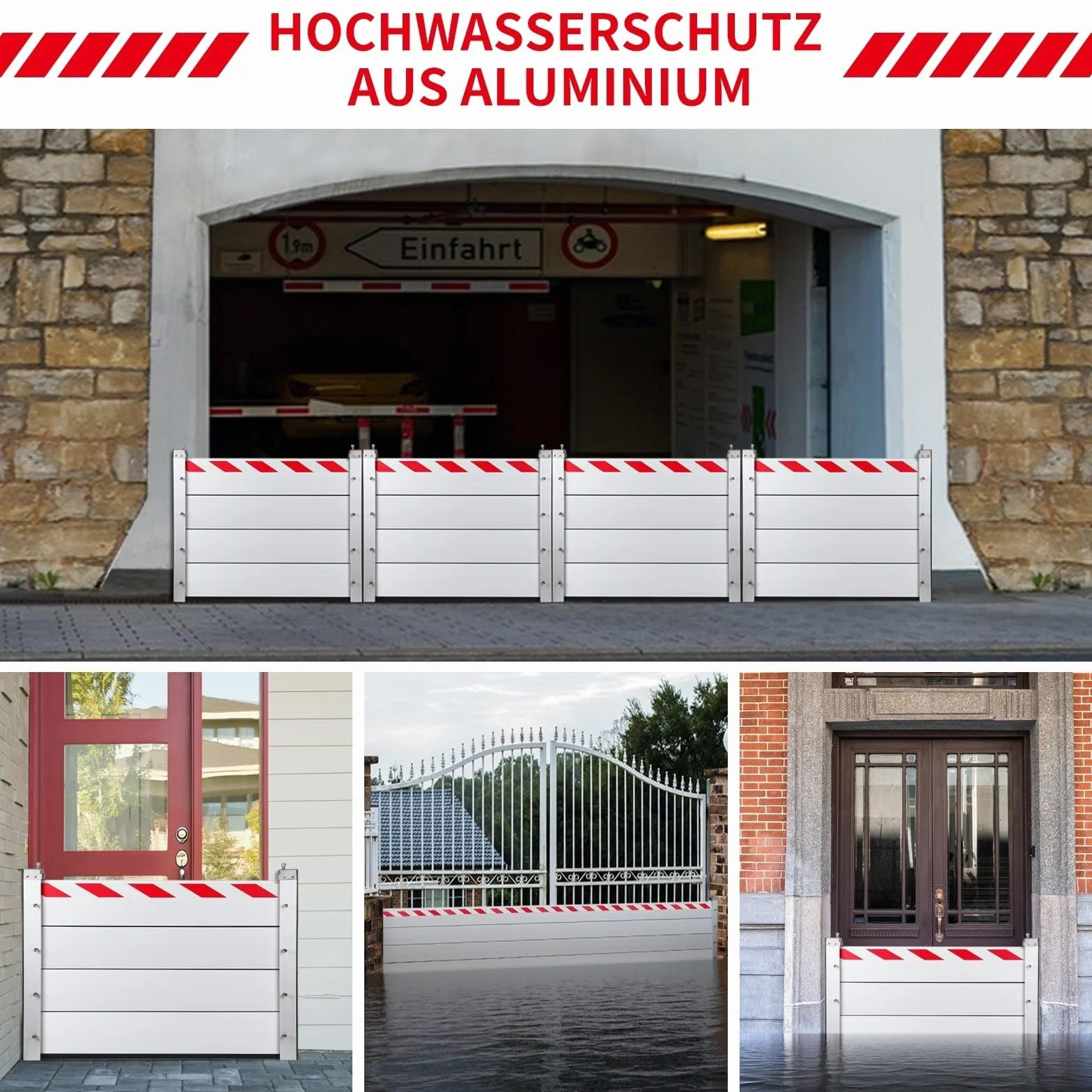 Barrera Anti Inundaciones Casera L 180CM H 20CM Barrera De AleacióN De Aluminio De Defensa Contra Inundaciones En Puertas,Deflector ProteccióN Contra Inundaciones