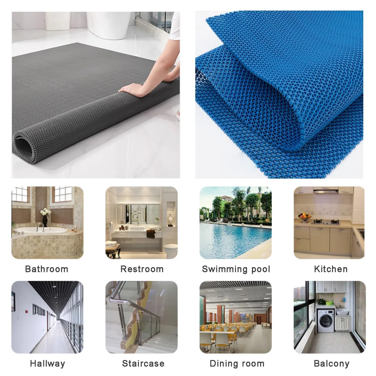 Alfombrillas antideslizantes de PVC, fáciles de cortar, resistentes para baño, ducha, cocina