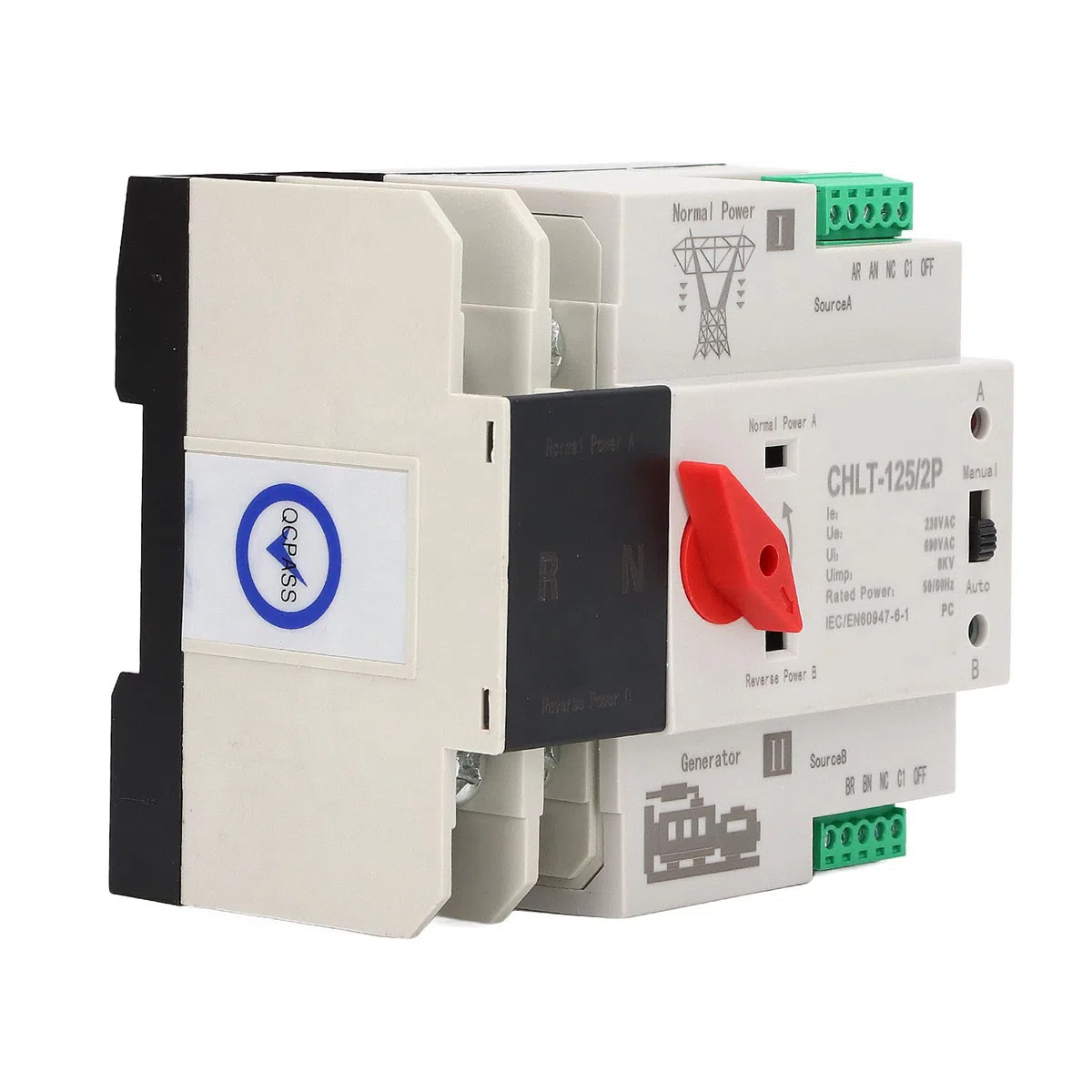 2P AC230V interruptor de transferencia automática de doble potencia interruptor selector eléctrico para fábricas 63A