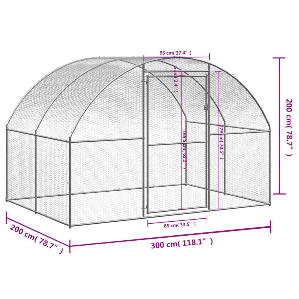 vidaXL Gallinero de Exterior de Acero Galvanizado 3x2x2m Jaula Pollos Gallinas