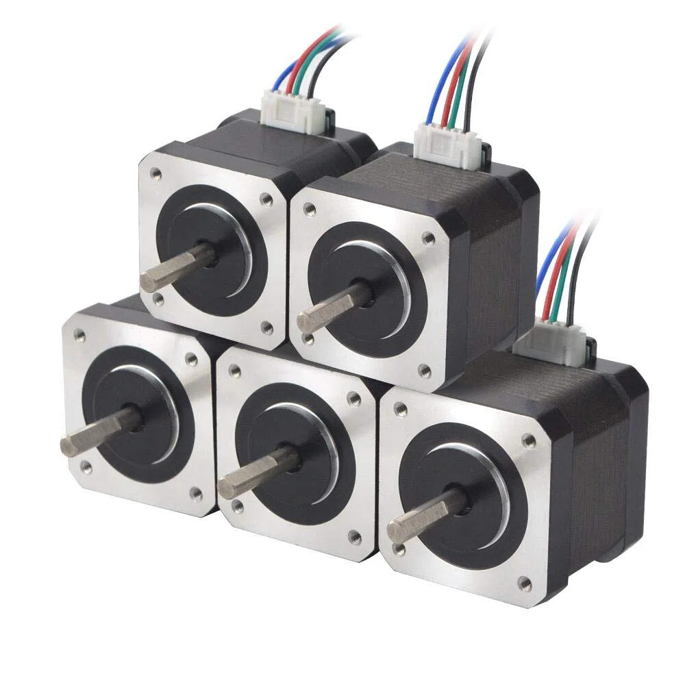 STEPPERONLINE NEMA 17 motor paso a paso bipolar 45Ncm 1.5A 12V 42x39mm 4 cables con conector de 1 metro PIN para impresora 3D, paquete de 5