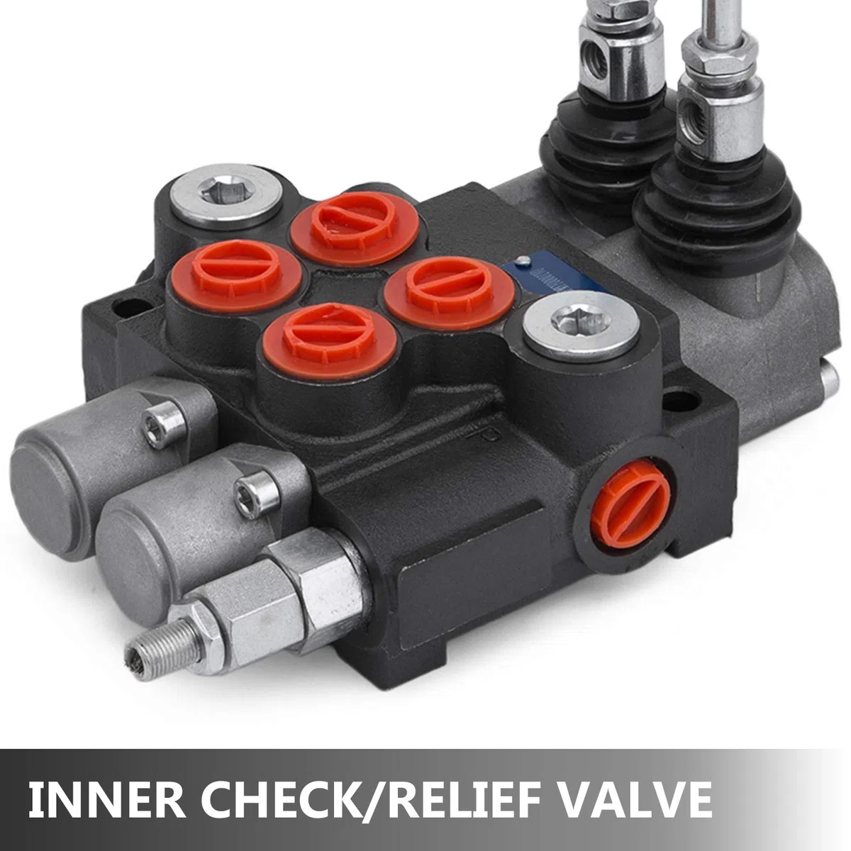 VEVOR Válvula de Control Direccional Hidráulica de 2 Carretes 11 gpm Carrete de Cilindro de Doble Acción, Válvula Control Hidráulico 41 x 13 x 6,5 cm, Negro