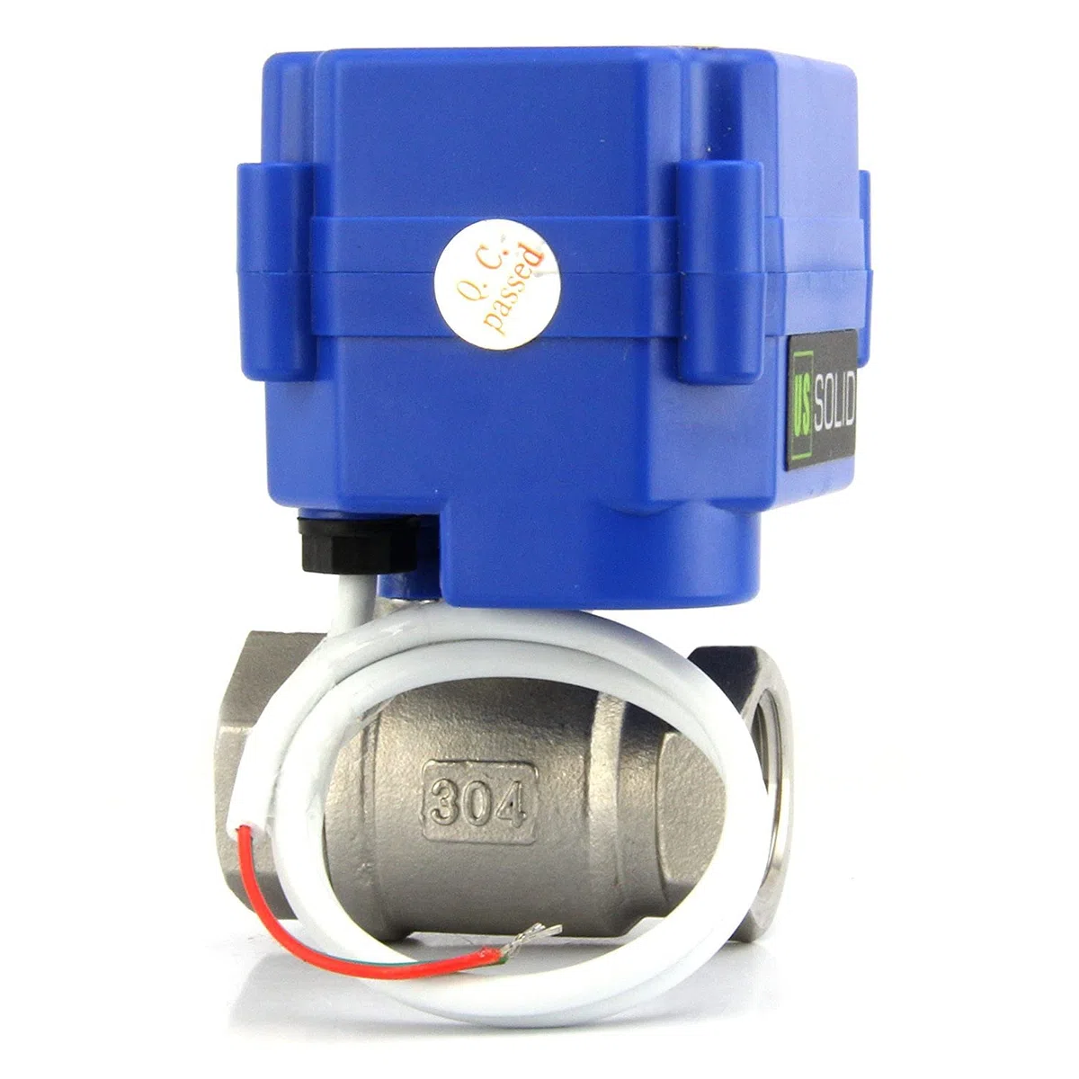 U.S. Solid Válvula de bola motorizada 3/4", acero inoxidable, válvula de bola eléctrica, abierta sin corriente, DN20, 220 V AC (85V-265V AC), 2 cables, dispositivo de retorno