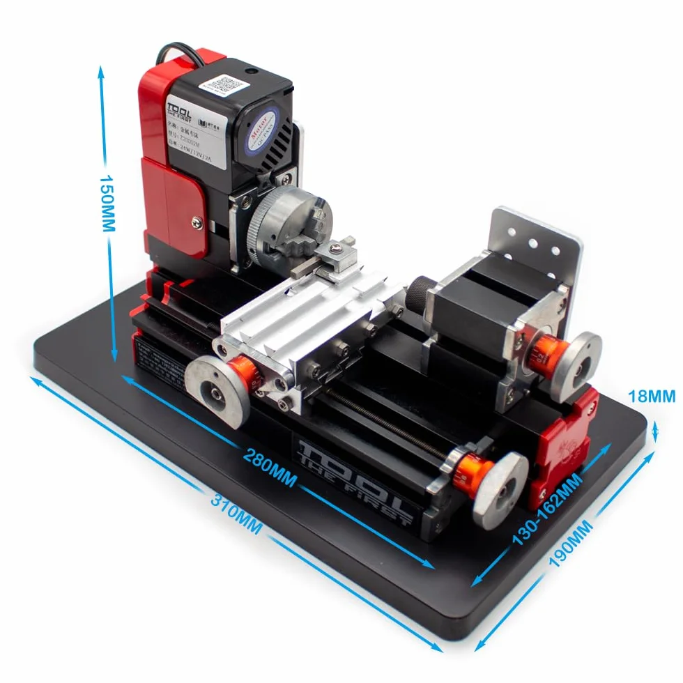 Mini Torno Miniatura Metal Multipropósito Máquina Torno Aplicaciones: Madera, Plásticos, Metales Blandos 20000rev/min