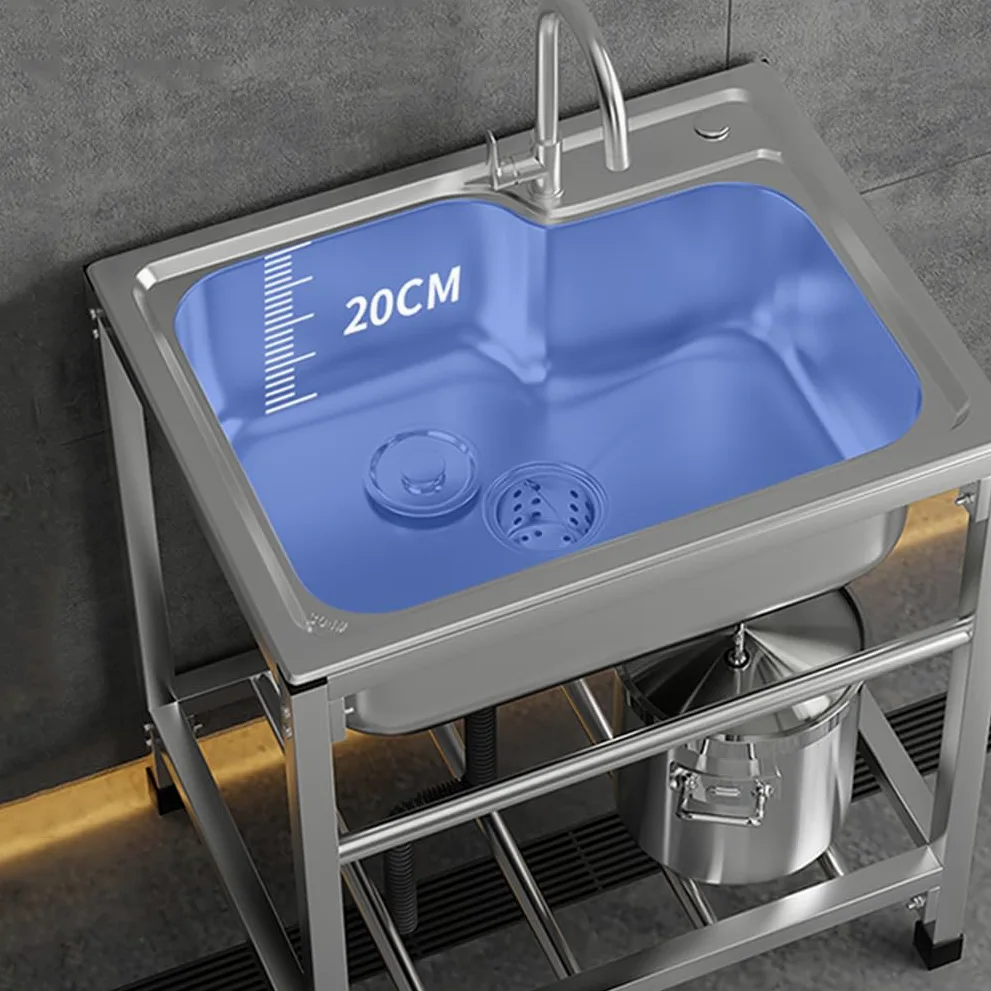 Fregadero Exterior Comercial Con Grifo - Portátil para Camping, Cocina, Restaurante, Garaje y Jardín - Fácil De Instalar - Tamaño: 58x43cm