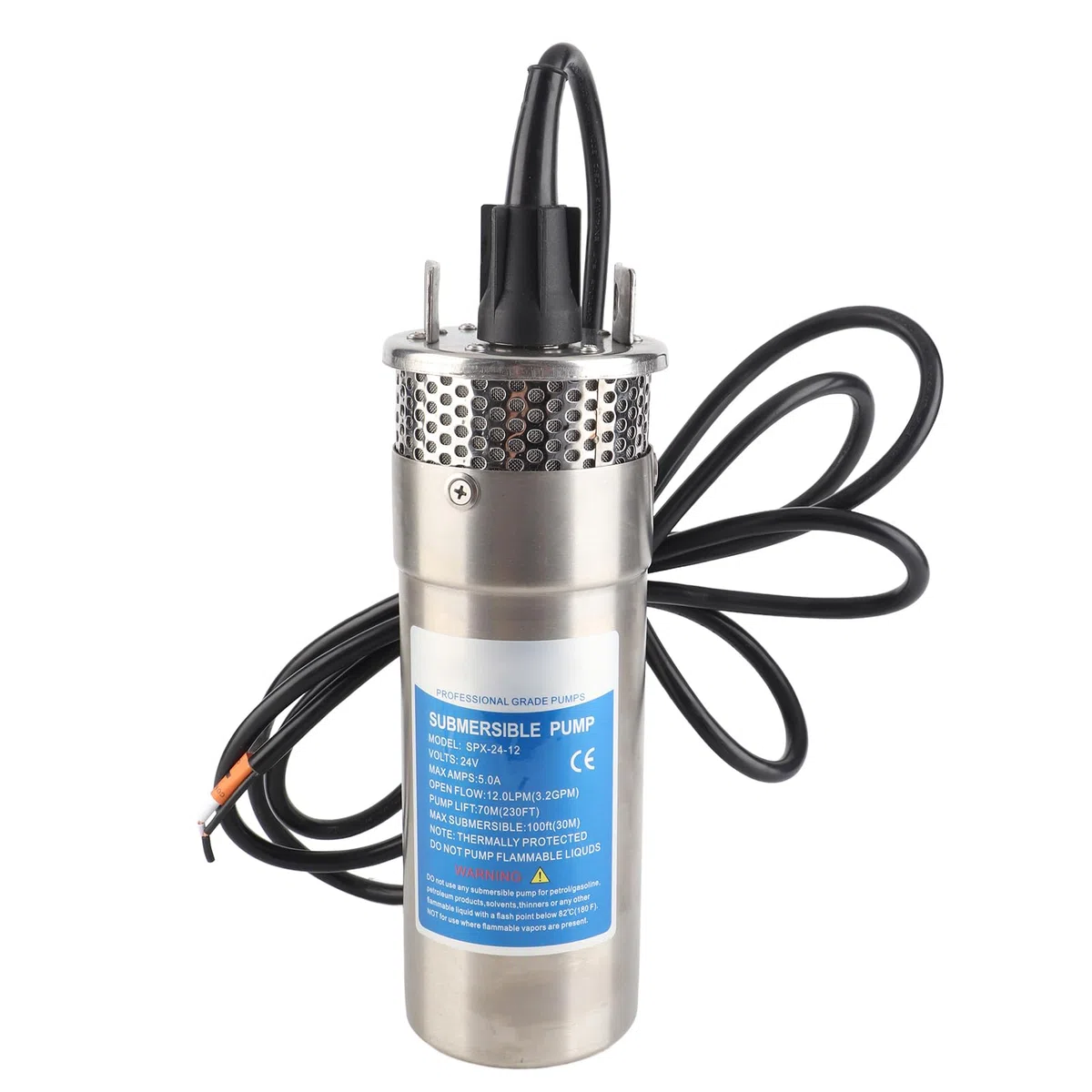 Bomba de agua de pozo sumergible de 24 V, bomba de refuerzo solar Bomba de pozo de acero inoxidable Bomba de refuerzo sumergible Bomba de agua de jardín para uso industrial, riego
