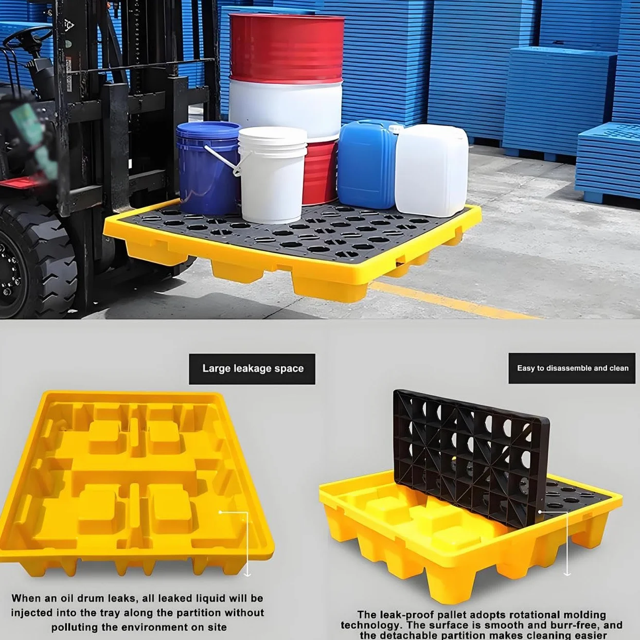 Genérico Plataforma Modular para Fugas/Almohadillas de Rejilla. Plataforma de contención de derrames antifugas con desagüe extraíble, Esencial para la Seguridad Industrial, la Limpieza de Materiales