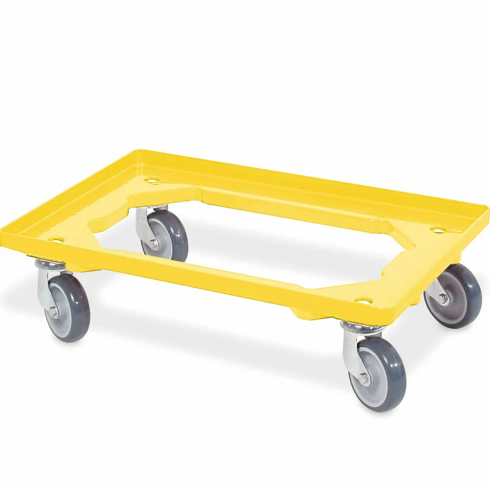7 x rodillos logísticos para contenedores 600 x 400 mm, capacidad de carga 250 kg, color amarillo
