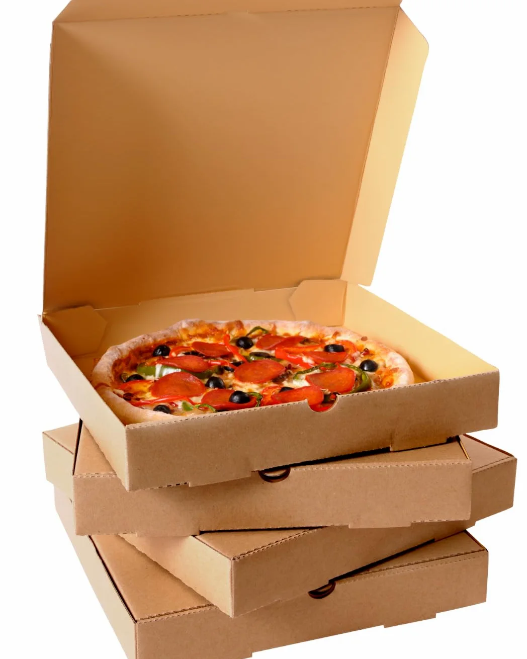 Genérico COMMERCE ESSENTIALS - Cajas para Pizza, 40x40 cm, Cartón Kraft, Pack de 50 Unidades, con Tapa Plegable