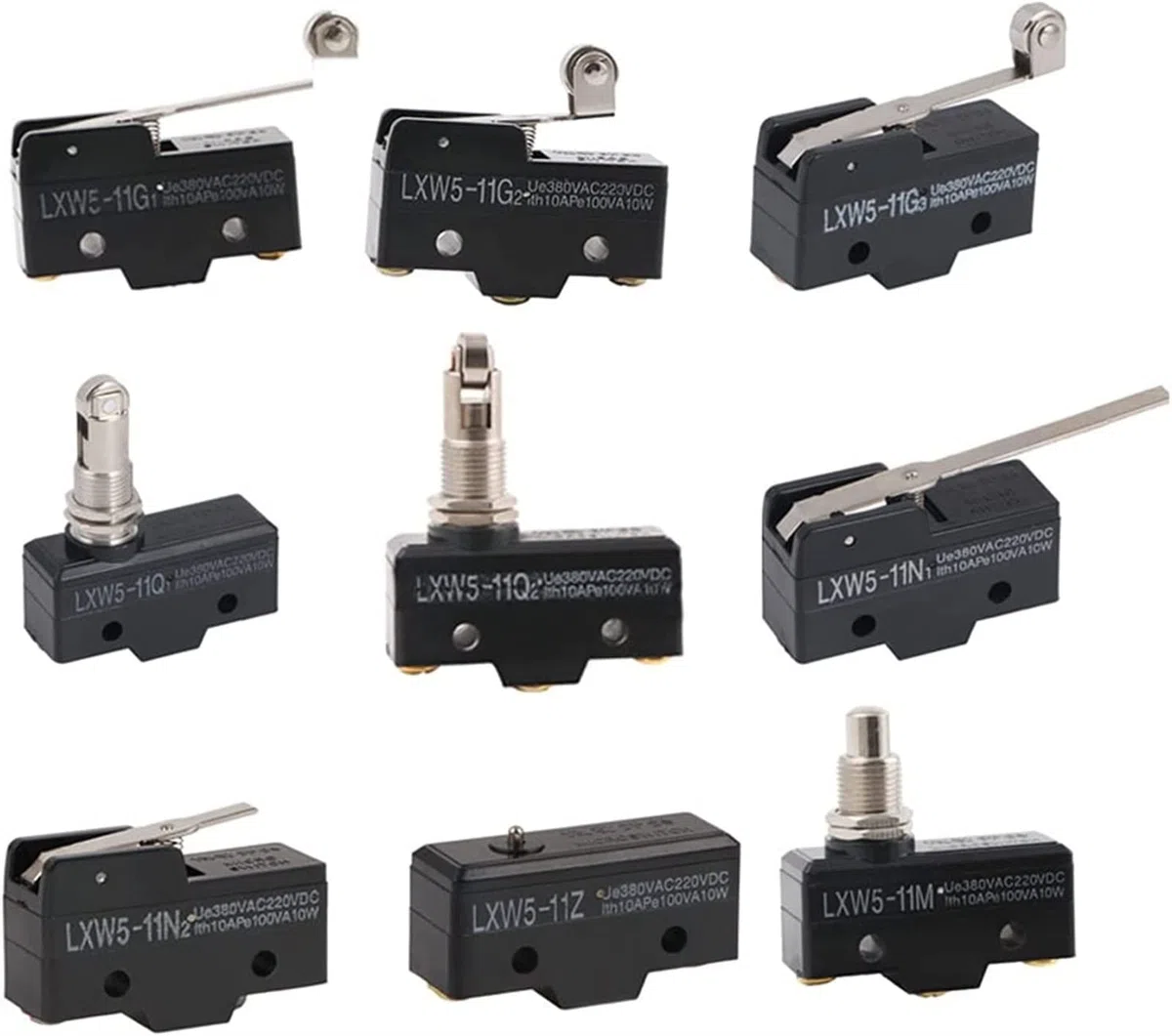 Micro Switches 1 0pcs LXW5 11N1 11N2 11G1 11G2 11G3 11Q1 11Q2 11D1 11M Interruptor de límite botón brujas viaje 3 interruptor micro terminal tornillo(10pcs 11q2,Silver contacts)