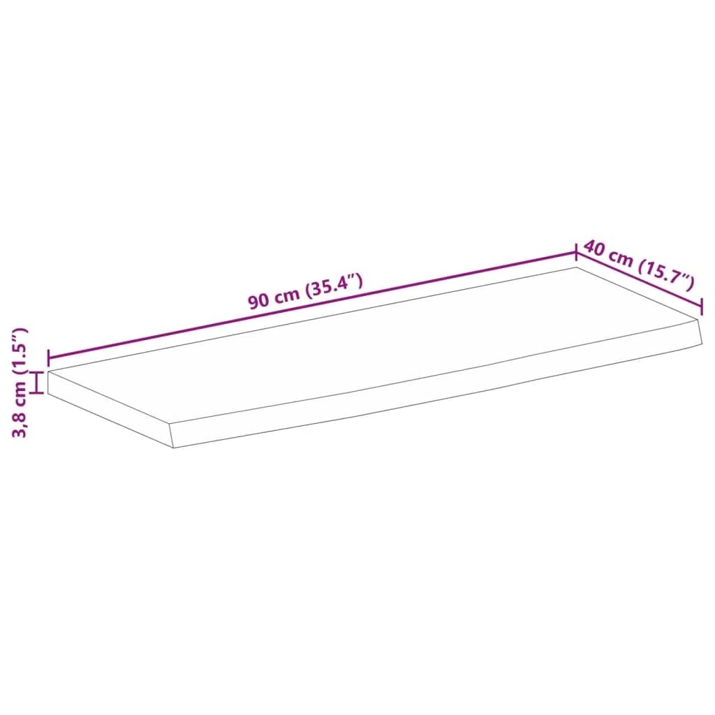 vidaXL Tablero de Mesa Borde Natural Madera Maciza Mango 90x40x3,8 cm, Superficie de Mesa, Tablero de Reemplazo