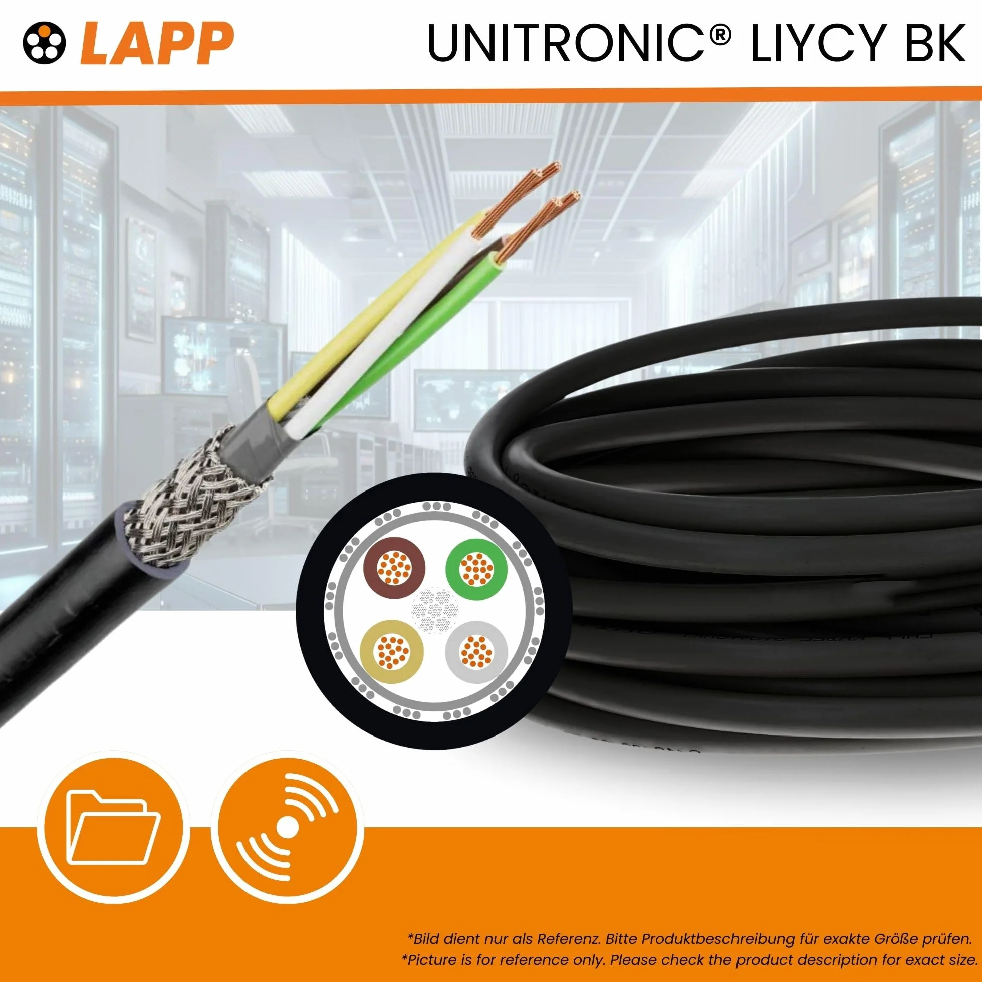 10 metros Lapp 1030531 LiYCY cable de control apantallado 3x0,75 mm² I Resistente a los rayos UV I Cable de señal de 3 hilos I Cable de datos para exteriores I Cable de soldadura