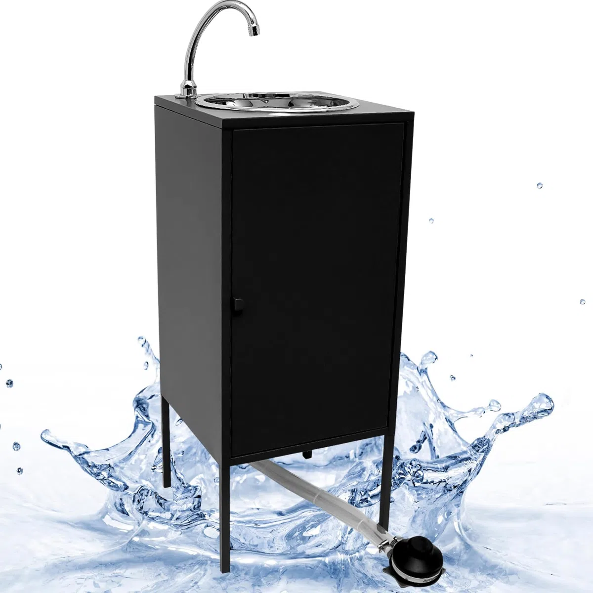 Express Water Noir Plus Fregadero Lavabo Portátil Autónomo Acero Inoxidable Control Pedal Agua Caliente