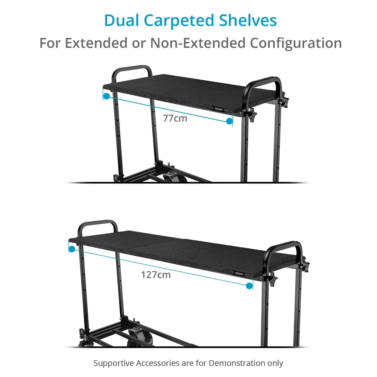 PROAIM Estante de Utilidad para Carrito de producción Vanguard UC5. Altura Ajustable, Estante de Doble Alfombra de Ajuste rápido para configuración extendida o no extendida. Carga útil de hasta 70 kg