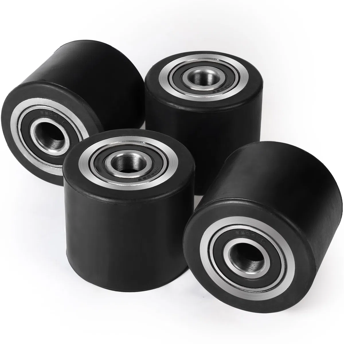 SWAWIS 4 Piezas de Rueda de Transpaleta, Ruedas de Goma con Rodamientos de Bolas 80x70 mm Eje 20 mm, Ruedas Amortiguadoras y Resistentes al Desgaste,Capacidad 600kg