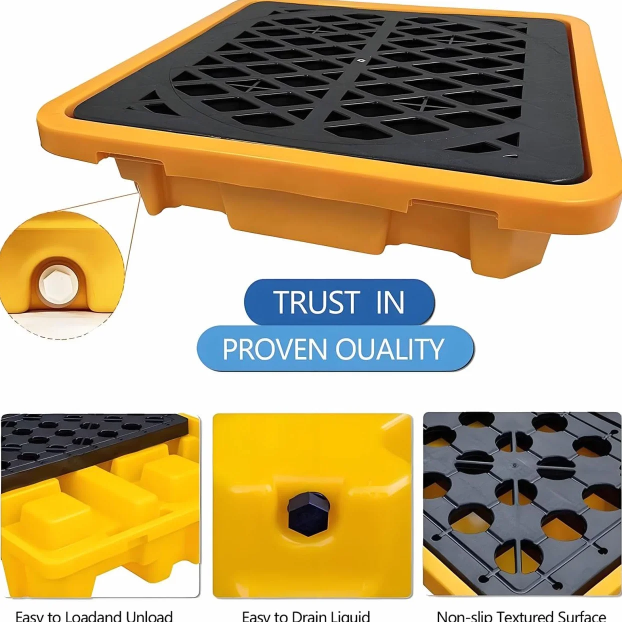 Genérico Plataforma Modular para Fugas/Almohadillas de Rejilla. Plataforma de contención de derrames antifugas con desagüe extraíble, Esencial para la Seguridad Industrial, la Limpieza de Materiales