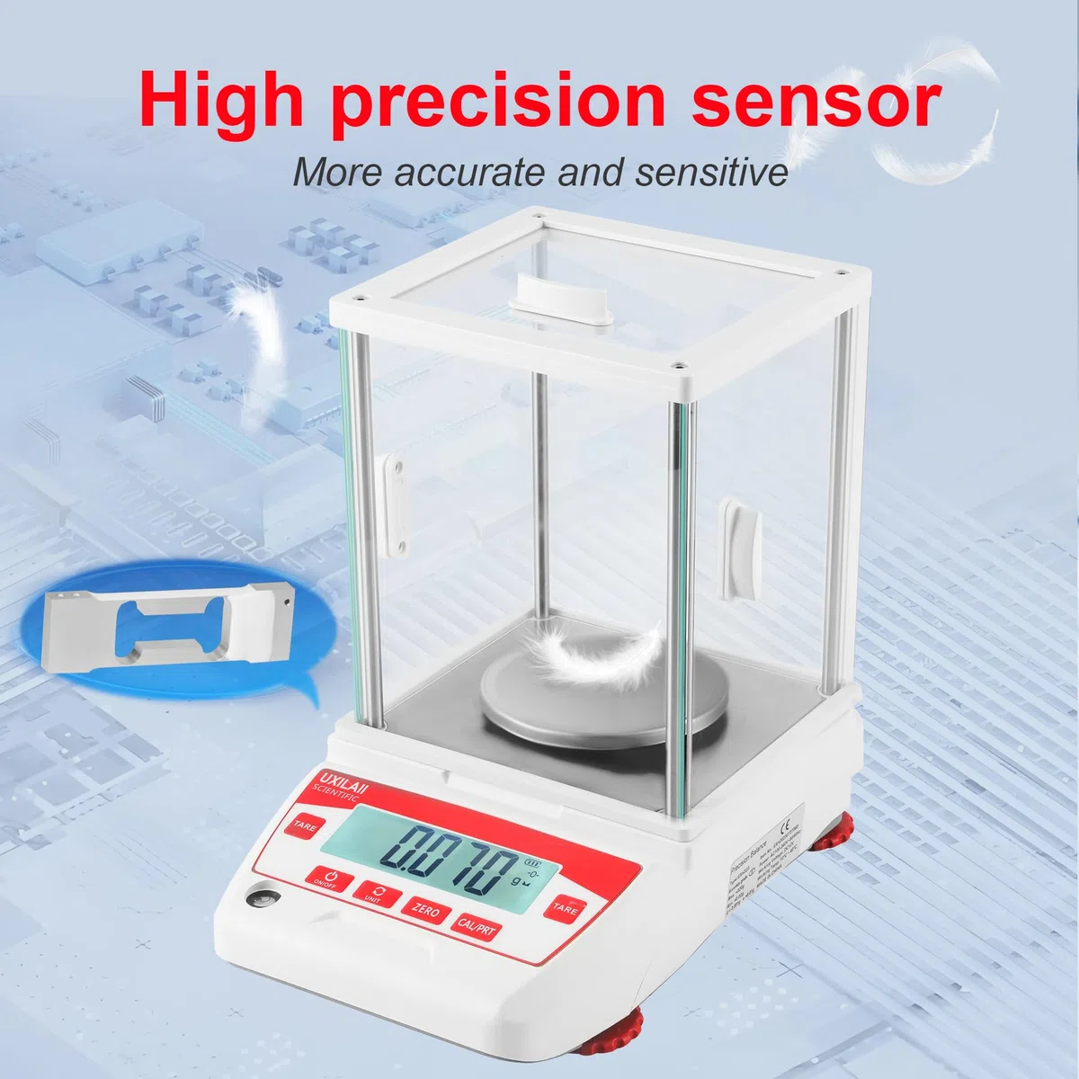 Balanza analítica de 1 mg GN ct Unidad de precisión Báscula analítica digital RS232 Interfaz Laboratorio Equilibrio electrónico Pantalla LCD con parabrisas de vidrio (220g0.001g)