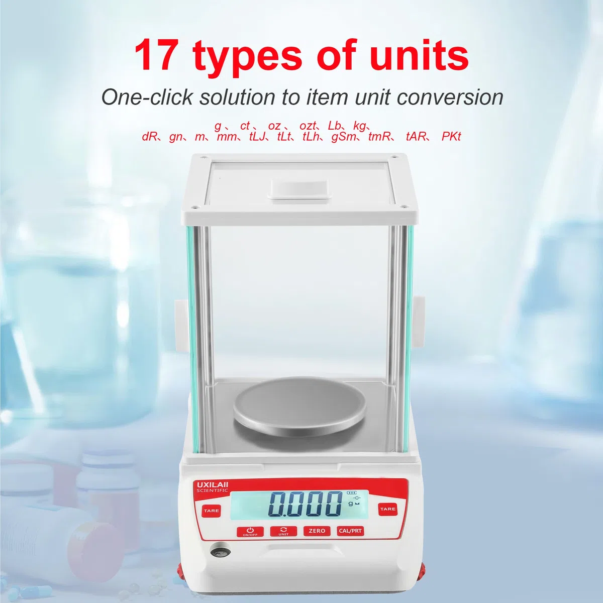 Balanza analítica de 1 mg GN ct Unidad de precisión Báscula analítica digital RS232 Interfaz Laboratorio Equilibrio electrónico Pantalla LCD con parabrisas de vidrio (220g0.001g)