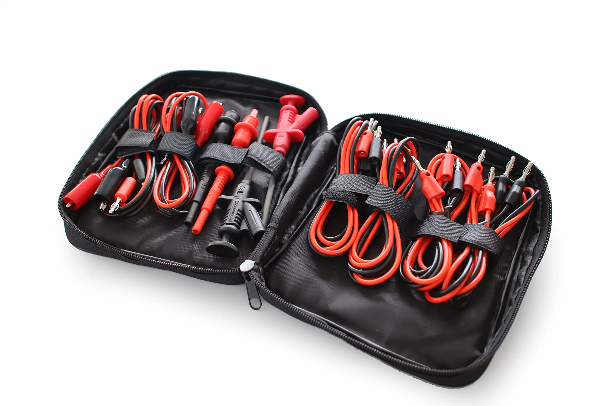 PeakTech, P 8201, Juego de cables de medición de 19 piezas para fuente de alimentación de laboratorio y multímetro, Con puntas de prueba, cable con conector banana, pinzas cocodrilo